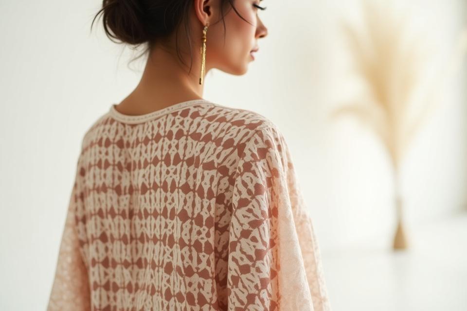 Blusa con estampado geométrico inspirado en diseños prehispánicos