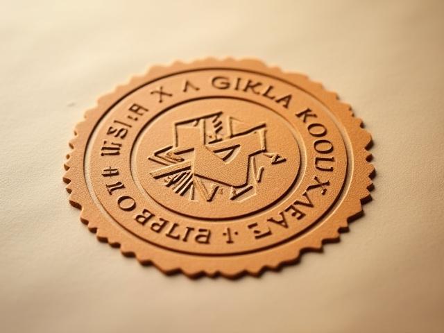 Primer plano del Sello de Autenticidad de Trama y Taza, un diseño elegante con elementos que evocan la artesanía mexicana.